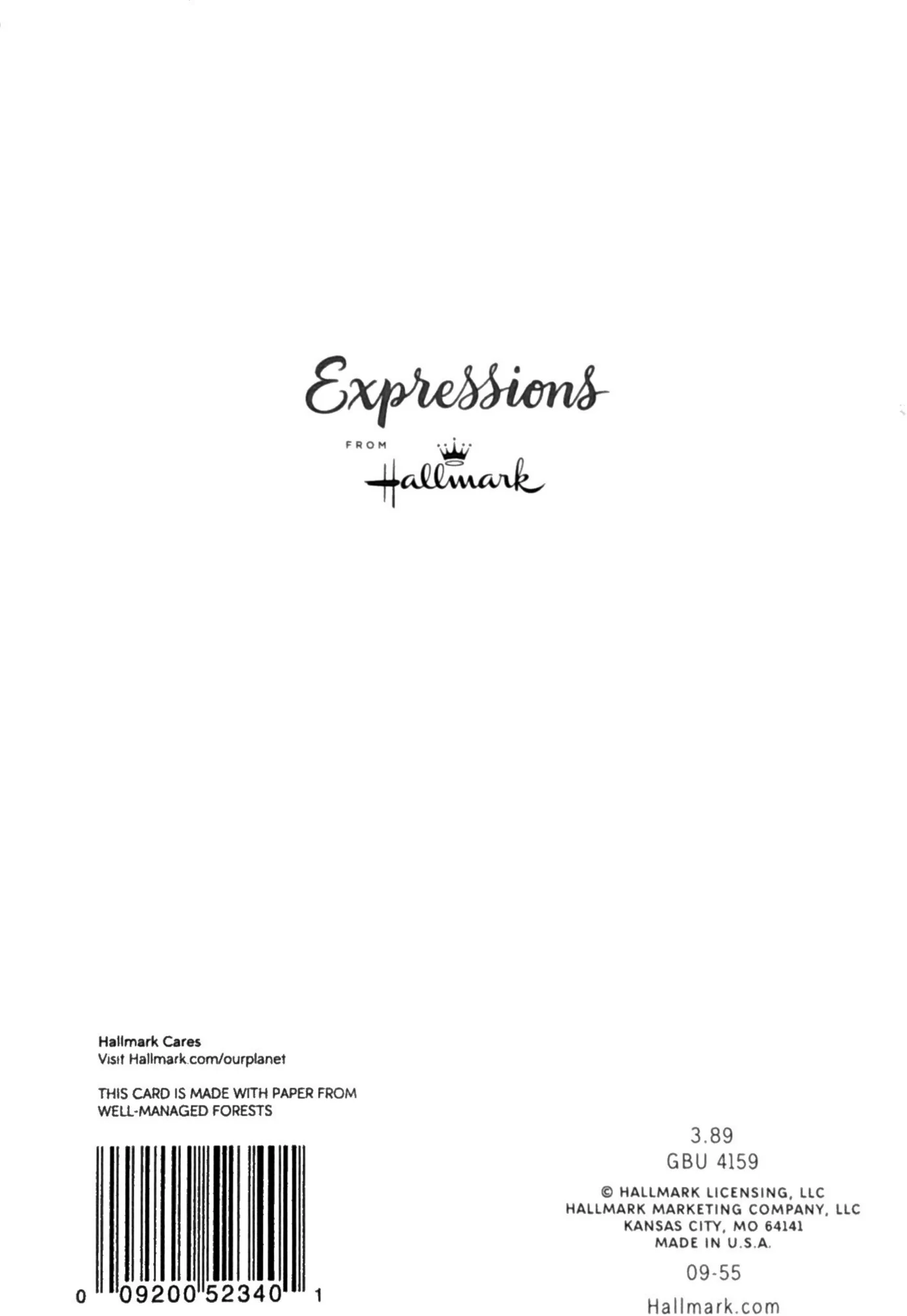 Back of P-0001, blank card