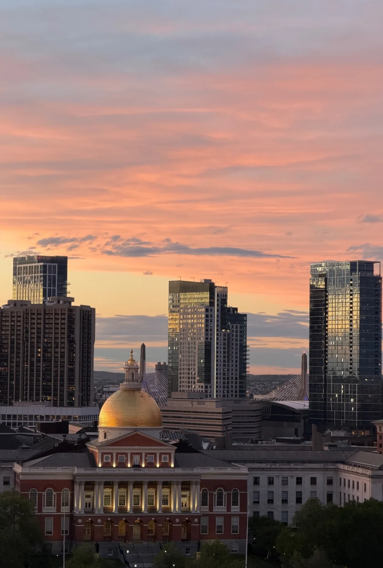 Boston skyline photograph: sunset over the dome.